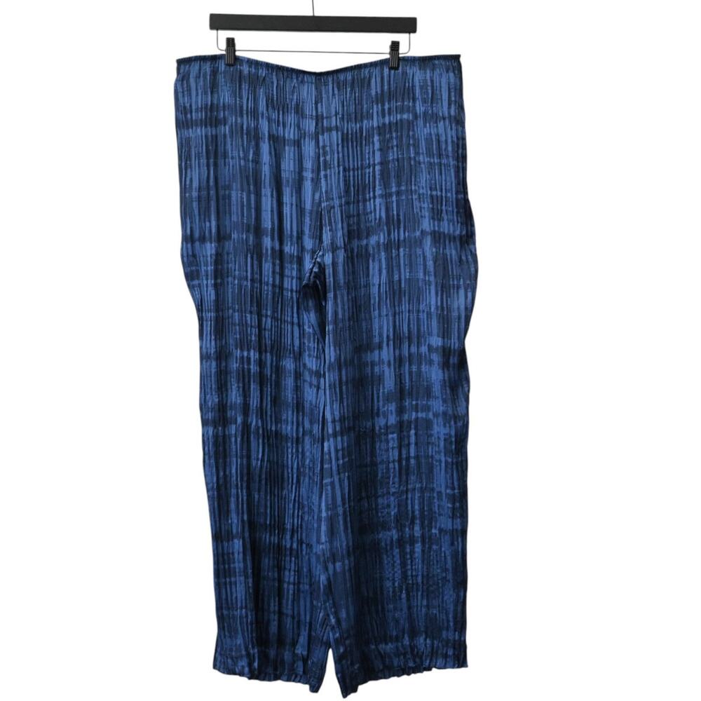 Vince Crushed Coastal Blue Tie Dye Satin Wide Leg Pants Size 2X